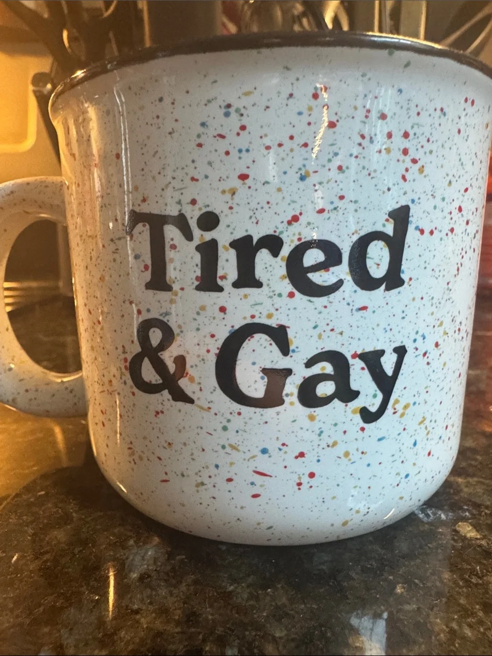 Target Pride Collection Rainbow Speckled 'Tired & Gay' Ceramic Mug